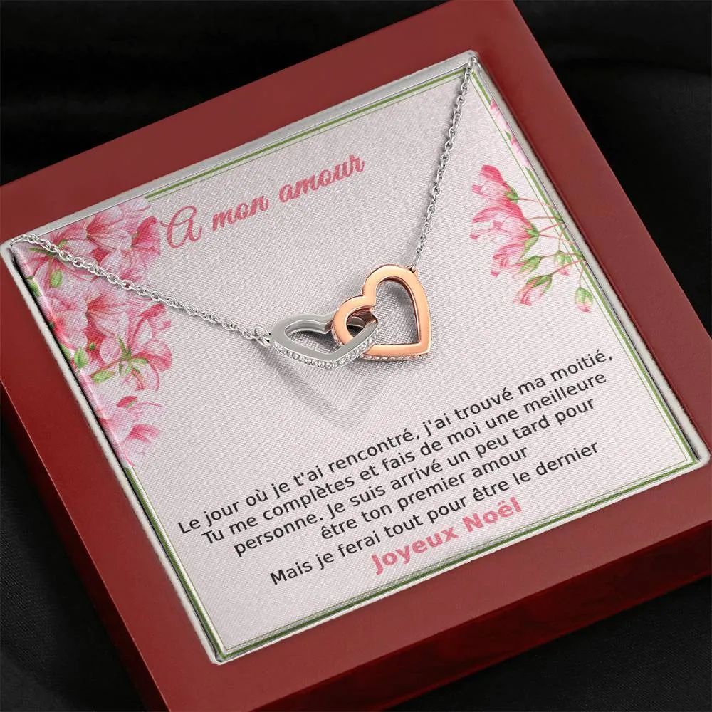 NOELENCHANTÉ • COLLIER JOYEUX NOËL MON AMOUR Double Cœur