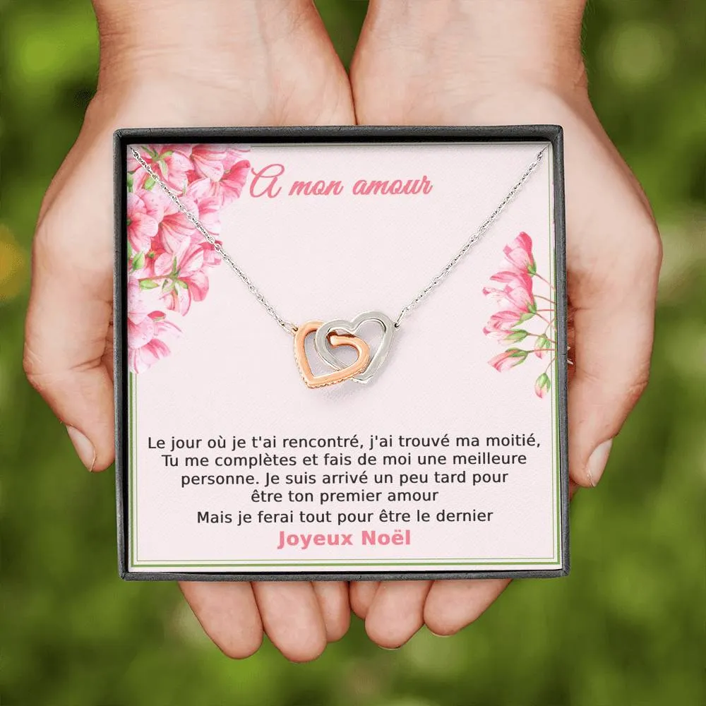 NOELENCHANTÉ • COLLIER JOYEUX NOËL MON AMOUR Double Cœur