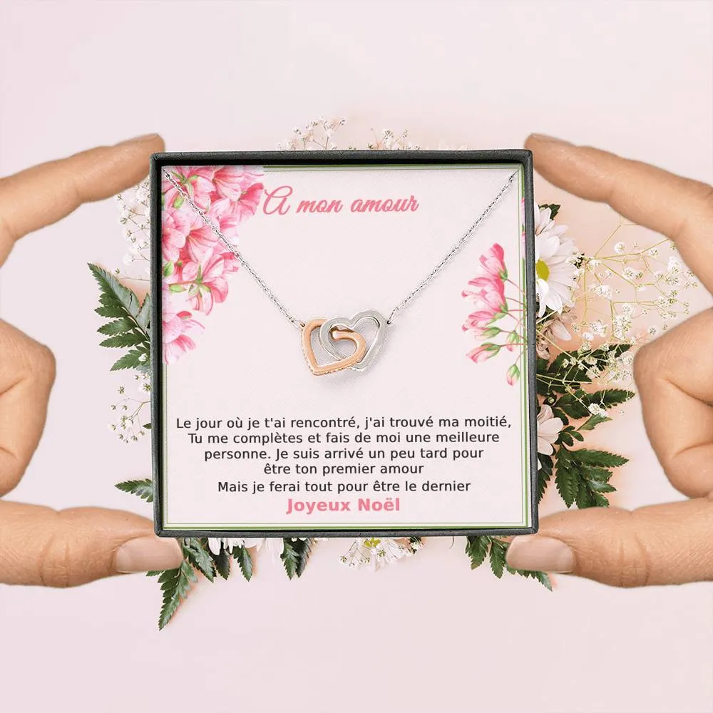 NOELENCHANTÉ • COLLIER JOYEUX NOËL MON AMOUR Double Cœur