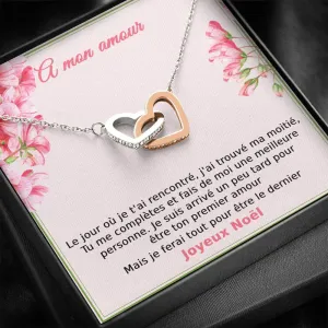 NOELENCHANTÉ • COLLIER JOYEUX NOËL MON AMOUR Double Cœur
