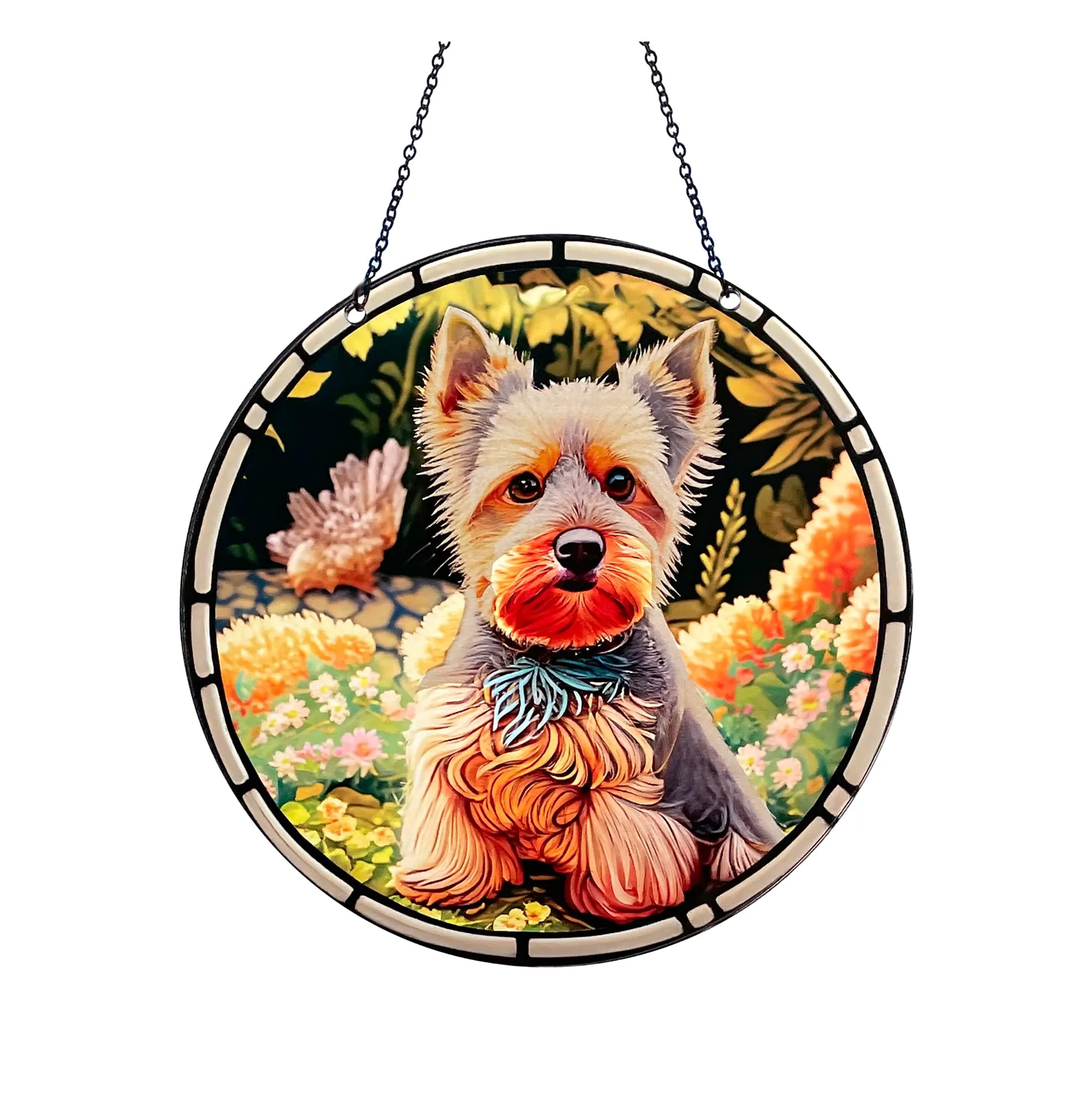 Norwich Terrier Acrylic Suncatcher with chain #SC302 by d'ears