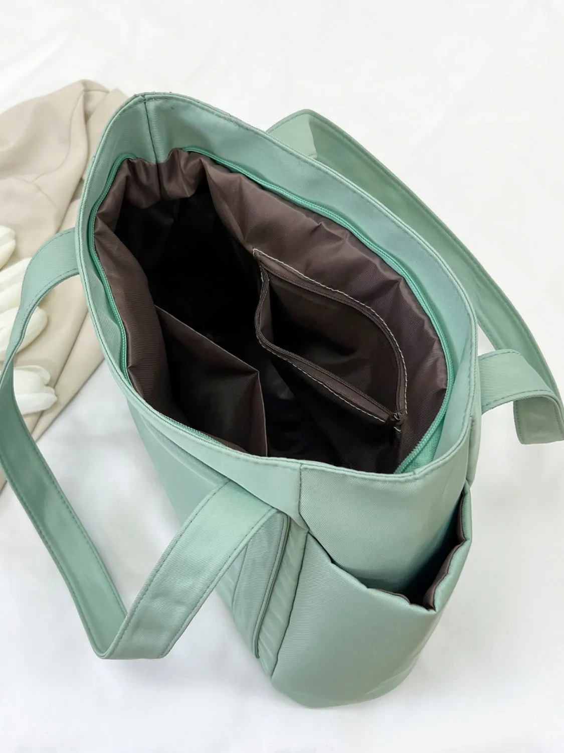 Nylon Oxford Large Tote Bag with Zipper for Women