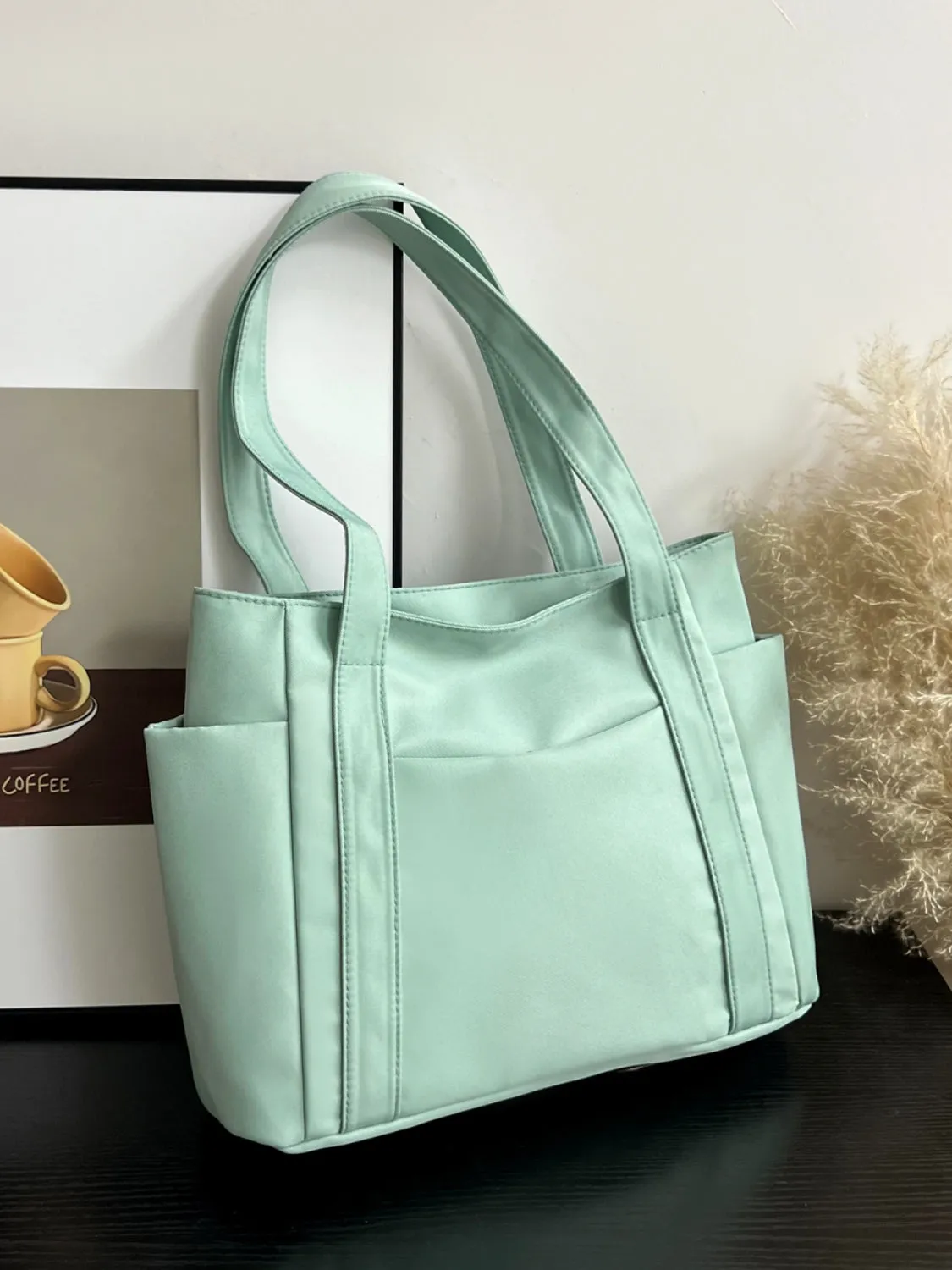 Nylon Oxford Large Tote Bag with Zipper for Women