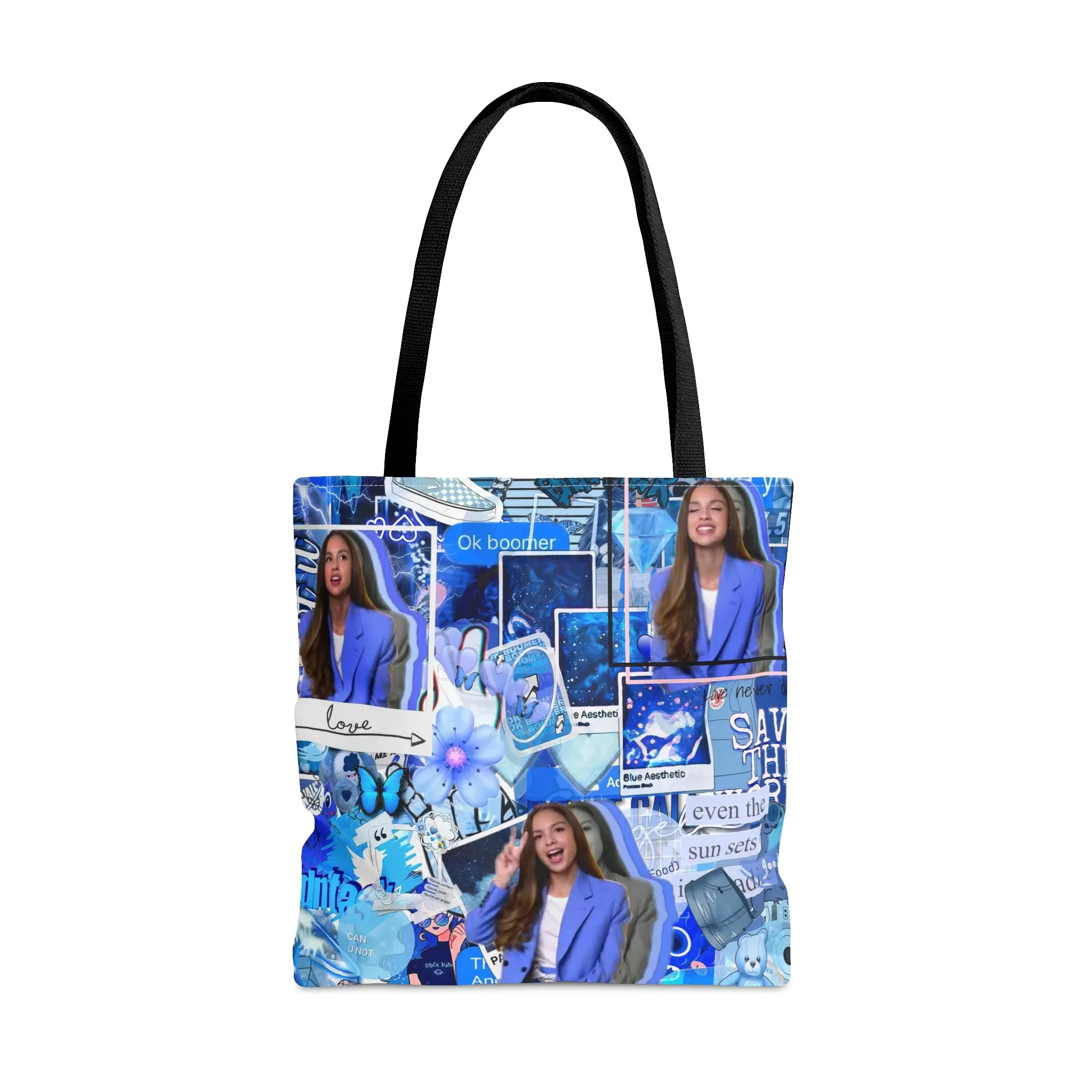 Olivia Rodrigo Blue Aesthetic Collage Tote Bag