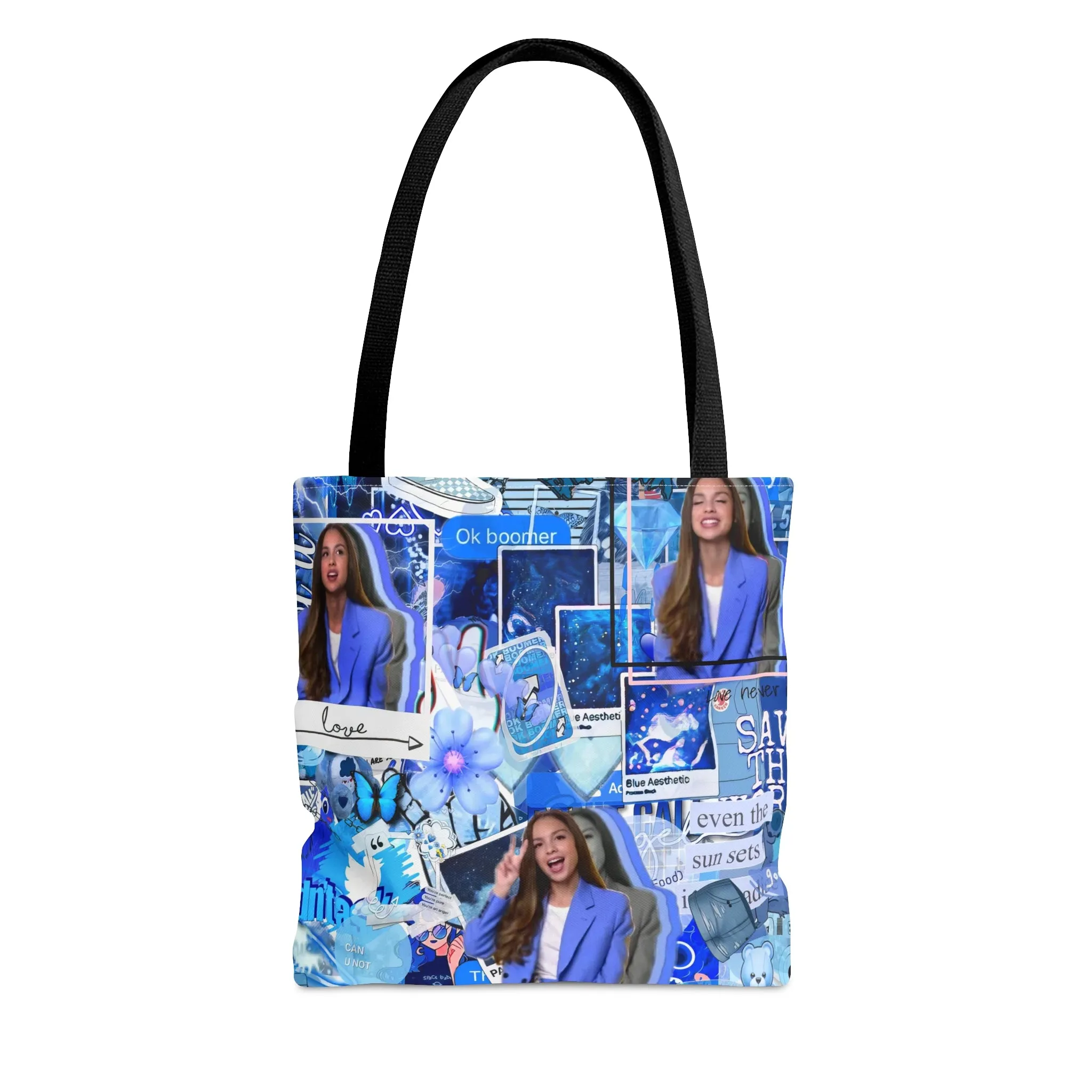 Olivia Rodrigo Blue Aesthetic Collage Tote Bag