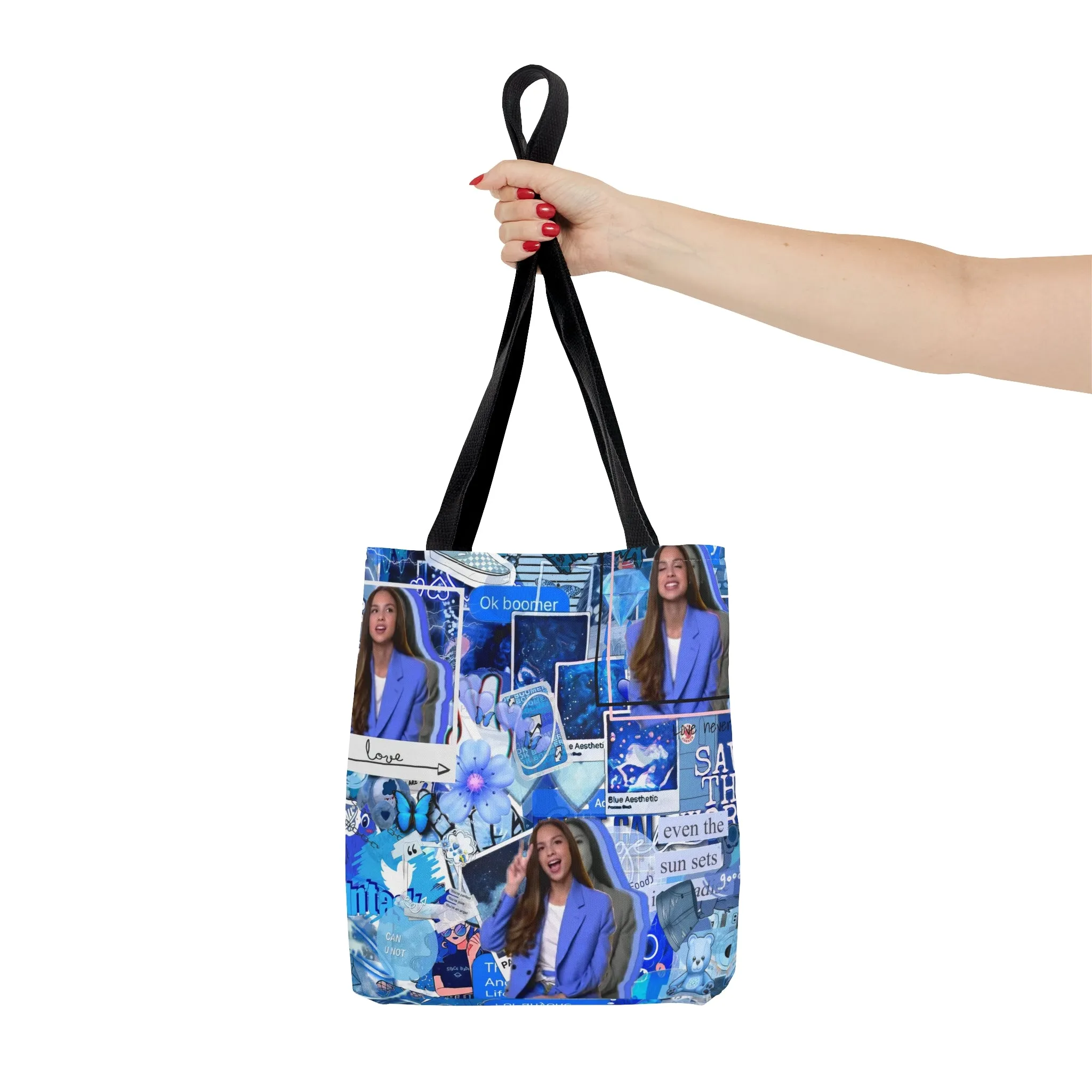 Olivia Rodrigo Blue Aesthetic Collage Tote Bag