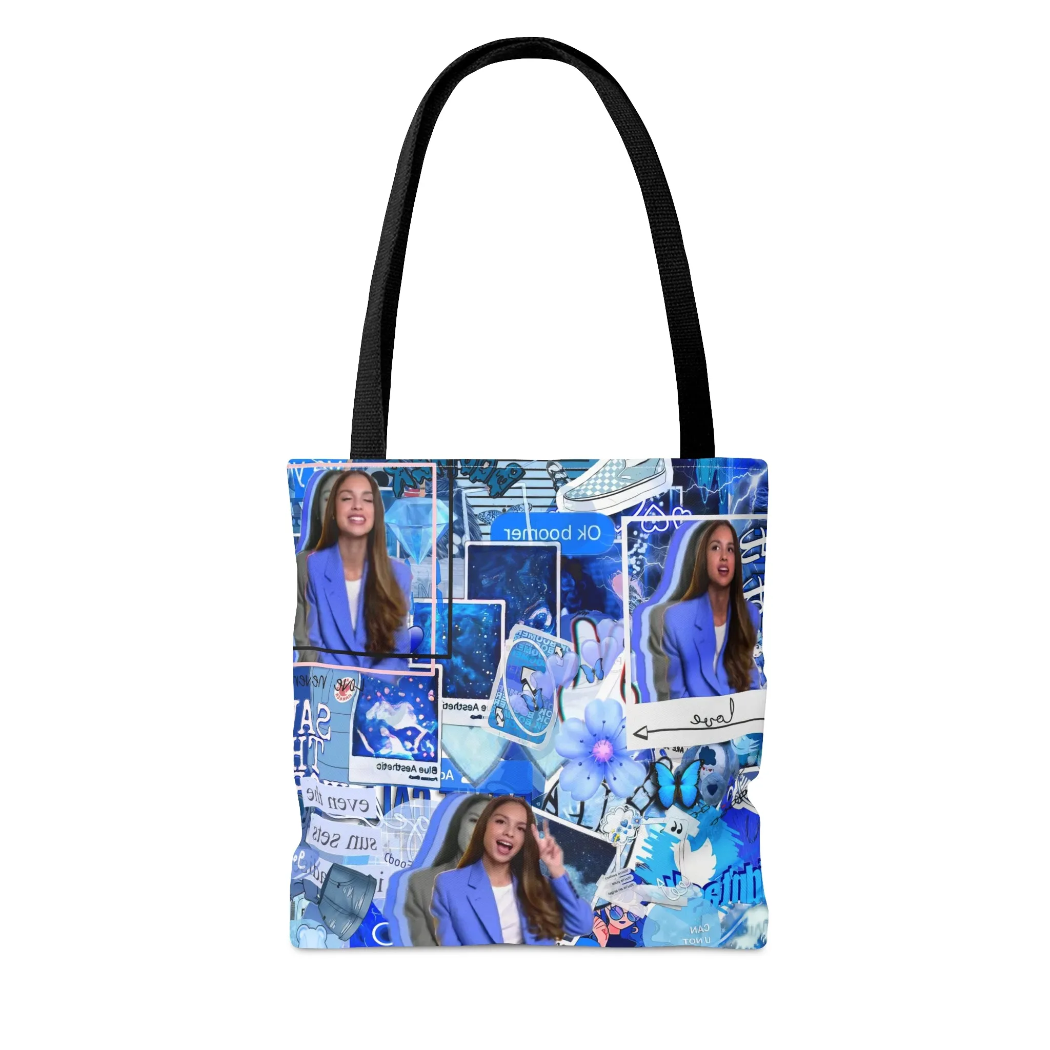 Olivia Rodrigo Blue Aesthetic Collage Tote Bag