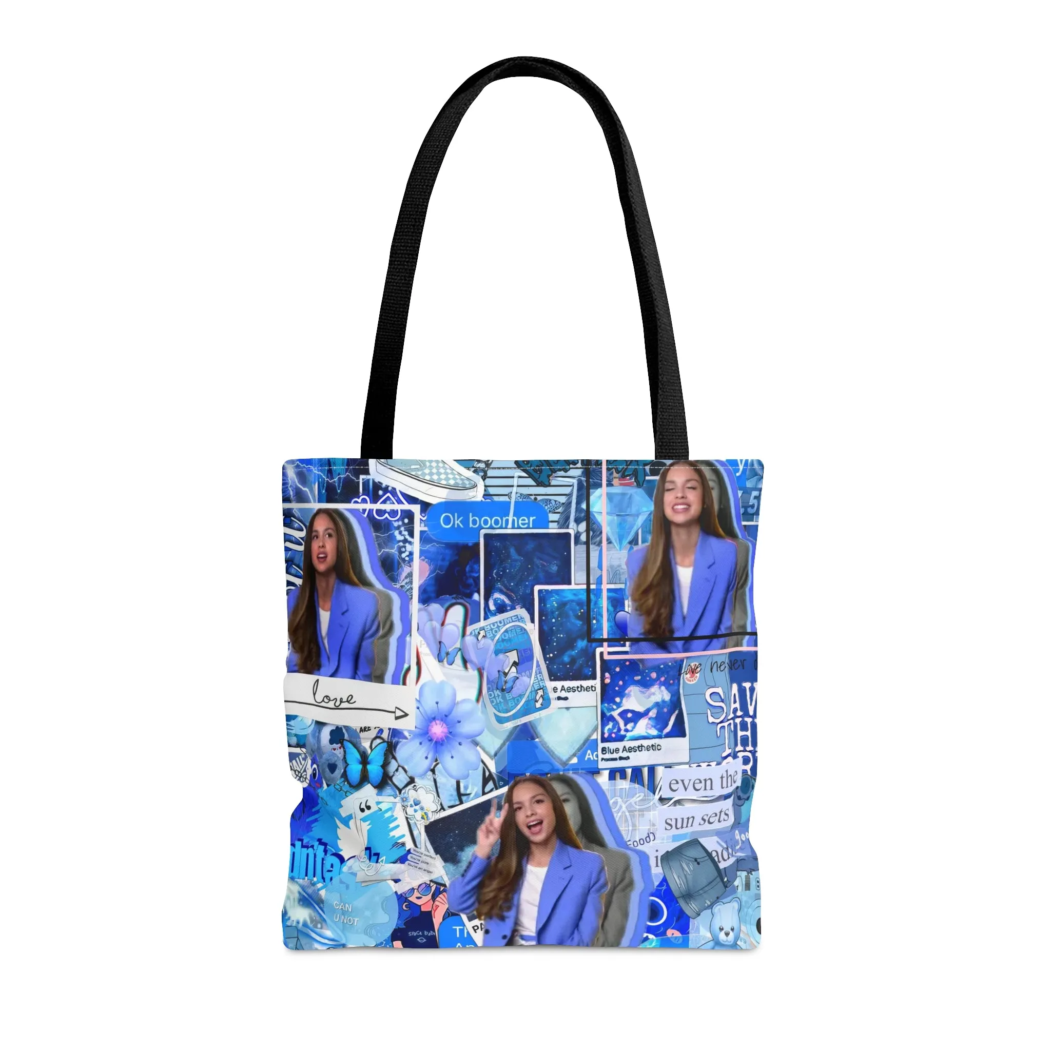 Olivia Rodrigo Blue Aesthetic Collage Tote Bag