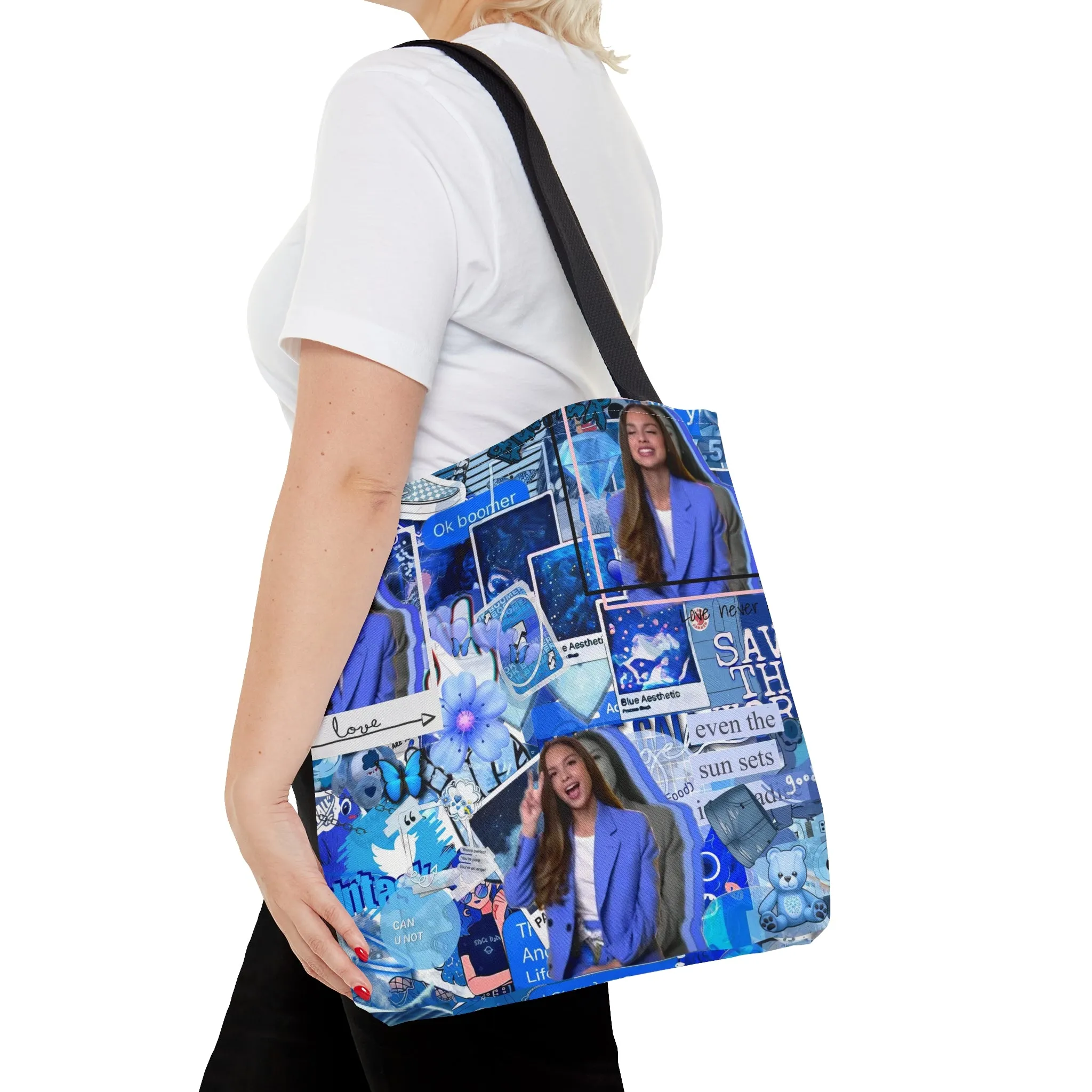 Olivia Rodrigo Blue Aesthetic Collage Tote Bag