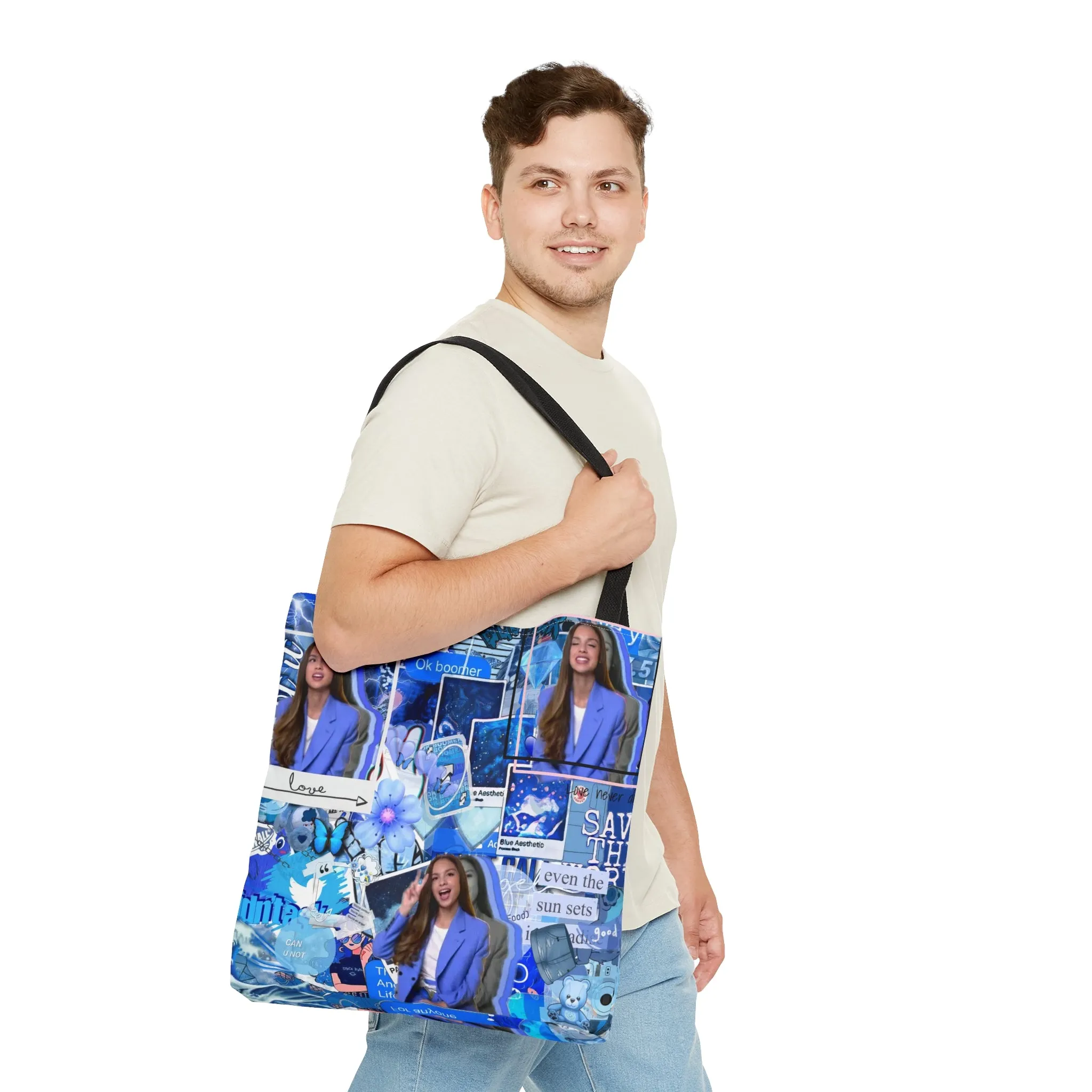 Olivia Rodrigo Blue Aesthetic Collage Tote Bag