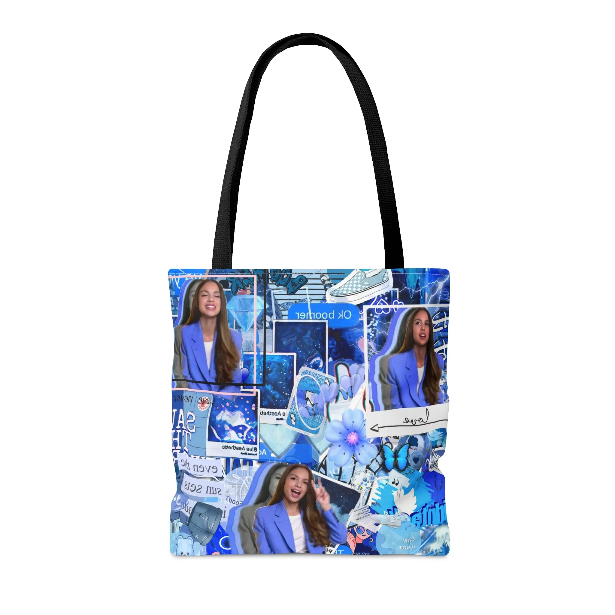 Olivia Rodrigo Blue Aesthetic Collage Tote Bag