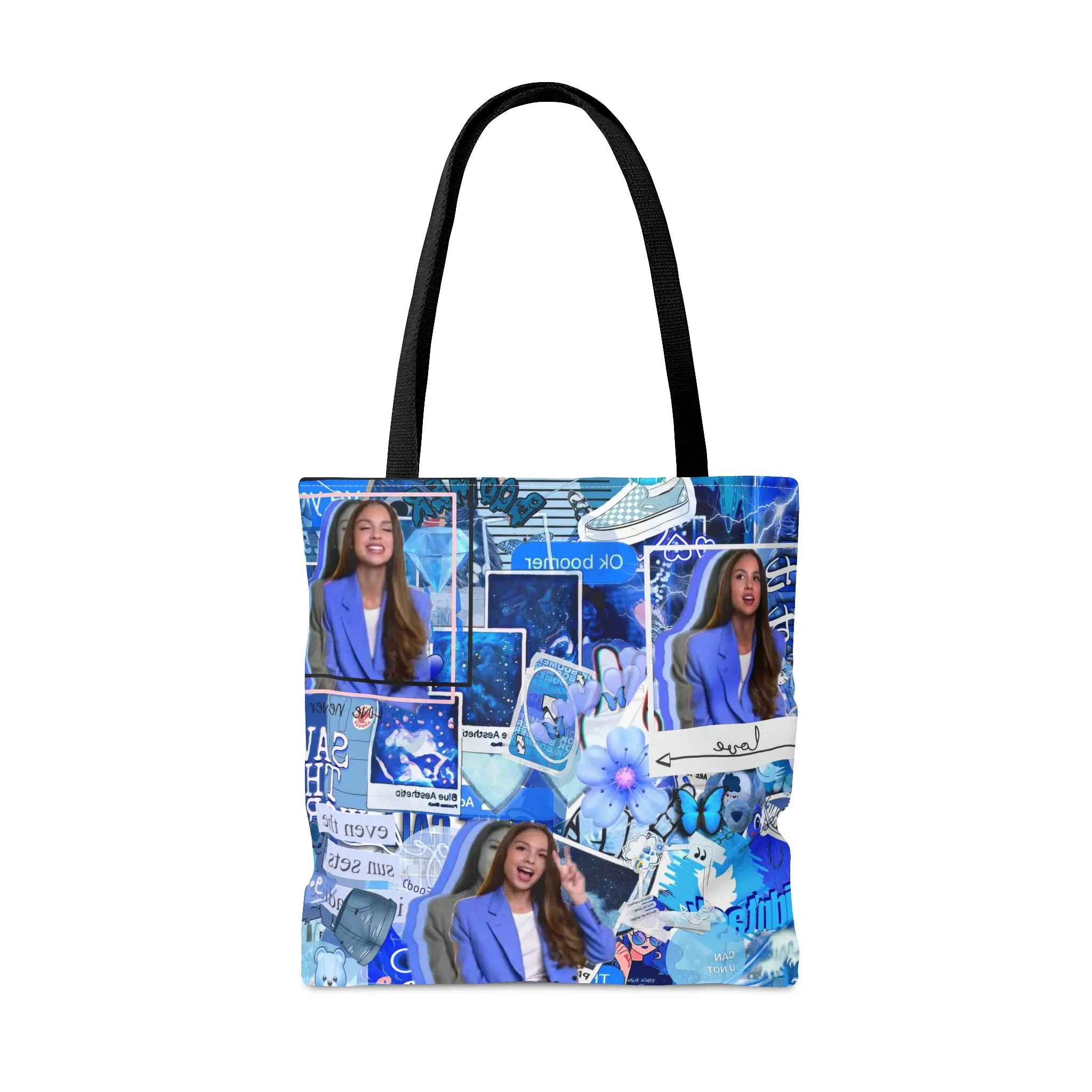 Olivia Rodrigo Blue Aesthetic Collage Tote Bag