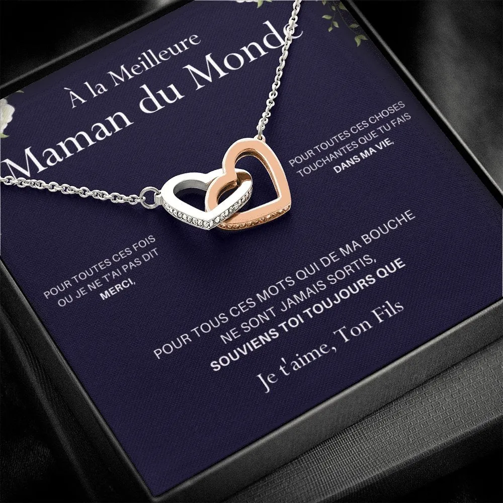 ONEMOM • Collier Déclaration Maman Double Cœur Version Homme
