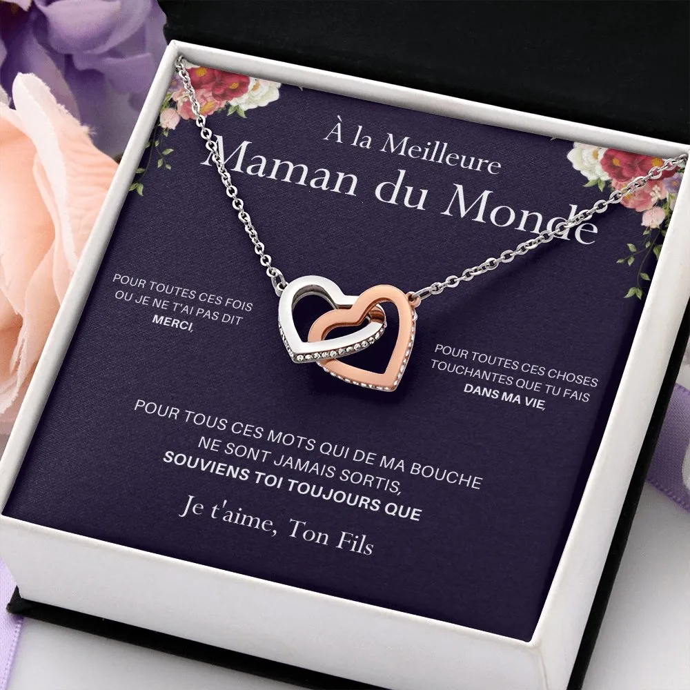 ONEMOM • Collier Déclaration Maman Double Cœur Version Homme