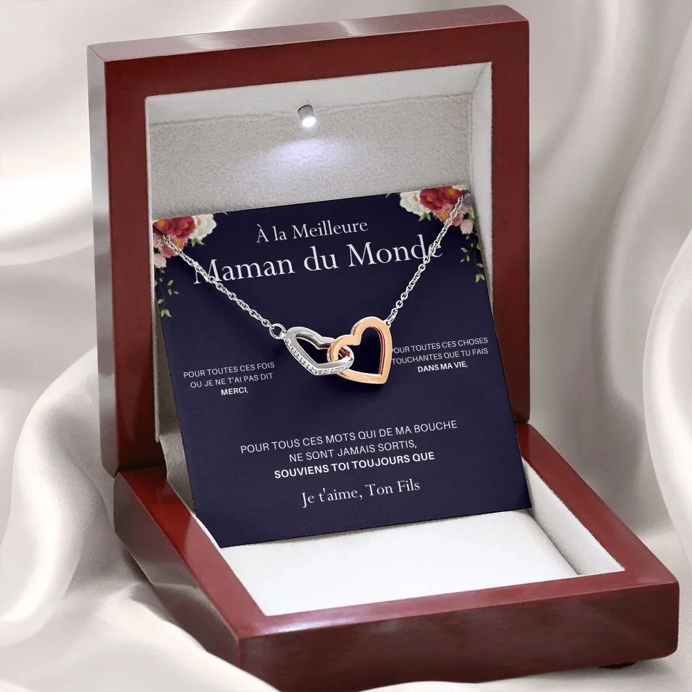 ONEMOM • Collier Déclaration Maman Double Cœur Version Homme