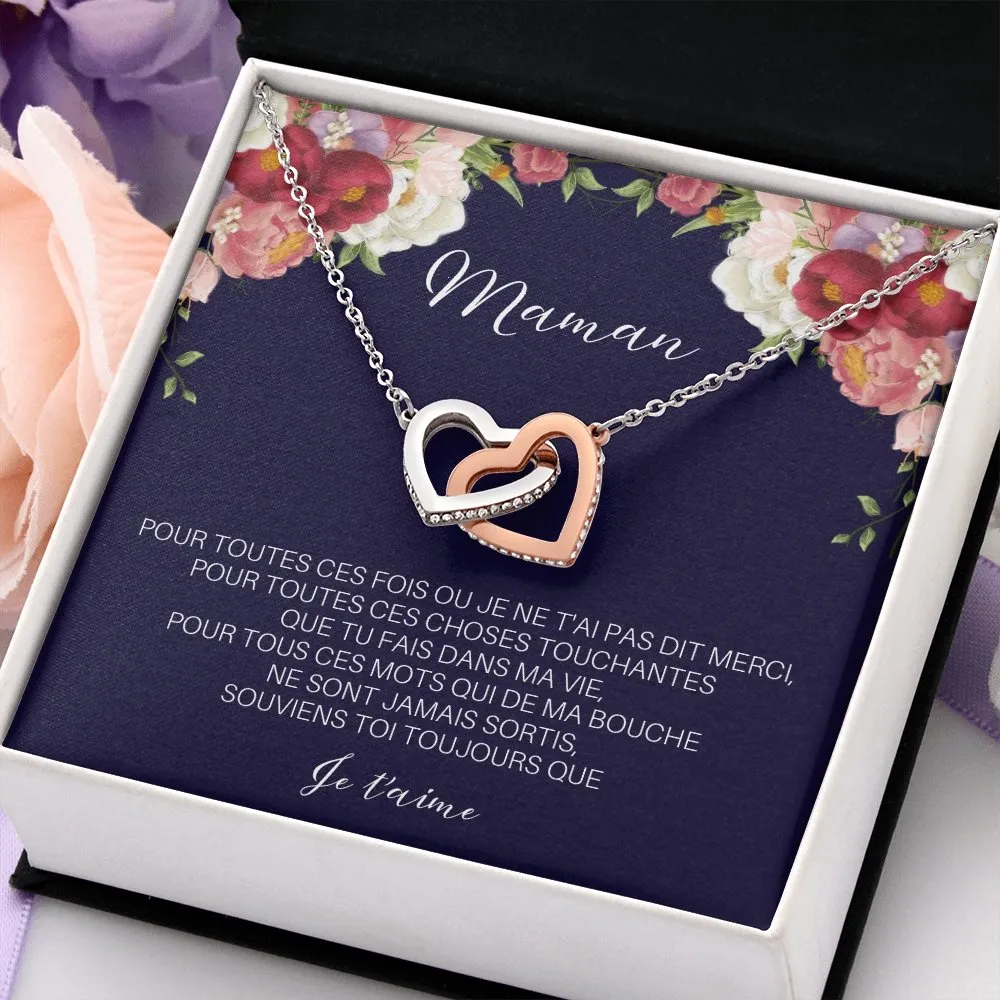ONEMOM • Collier Déclaration Maman Double Cœur