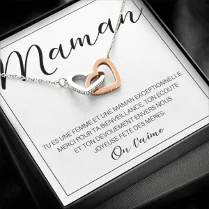 ONEMOM • Collier Déclaration Maman Double Cœur