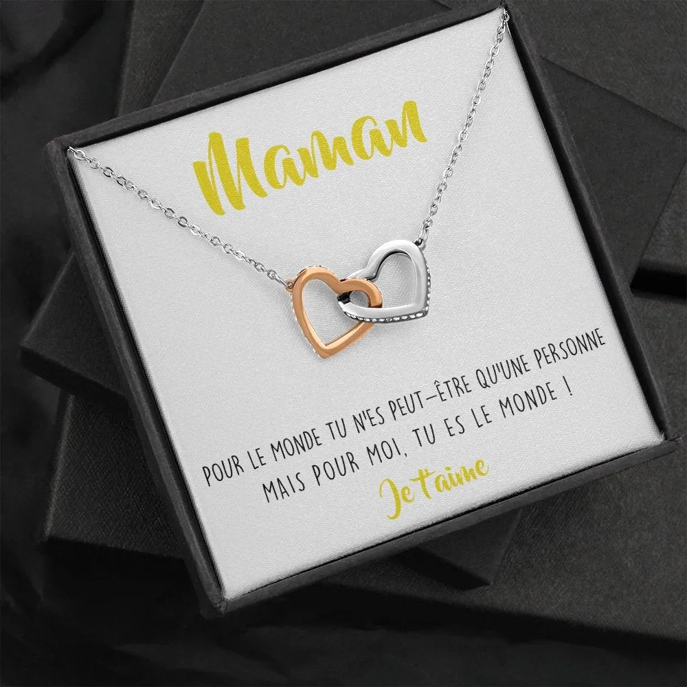 ONEMOM • Collier Déclaration Maman Double Cœur