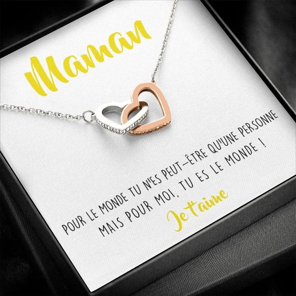 ONEMOM • Collier Déclaration Maman Double Cœur