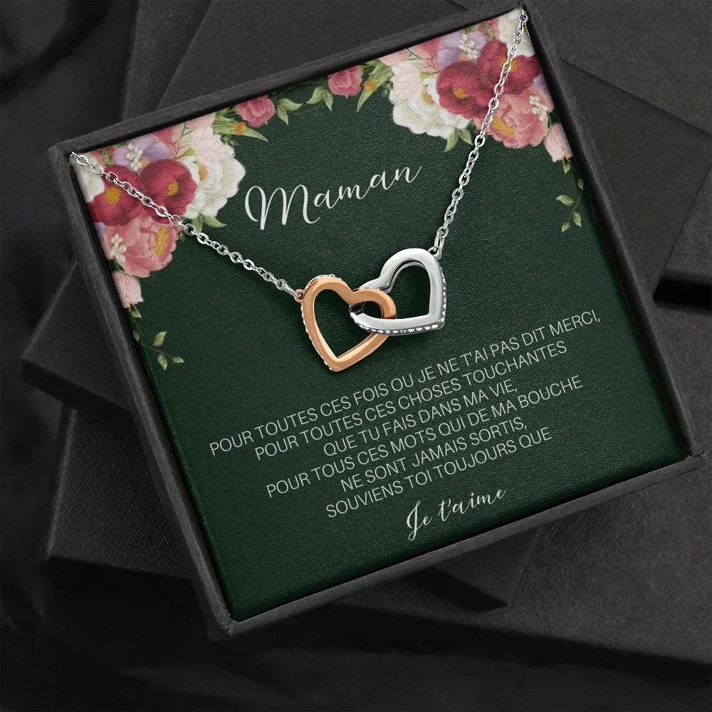 ONEMOM • Collier Déclaration Maman Double Cœur