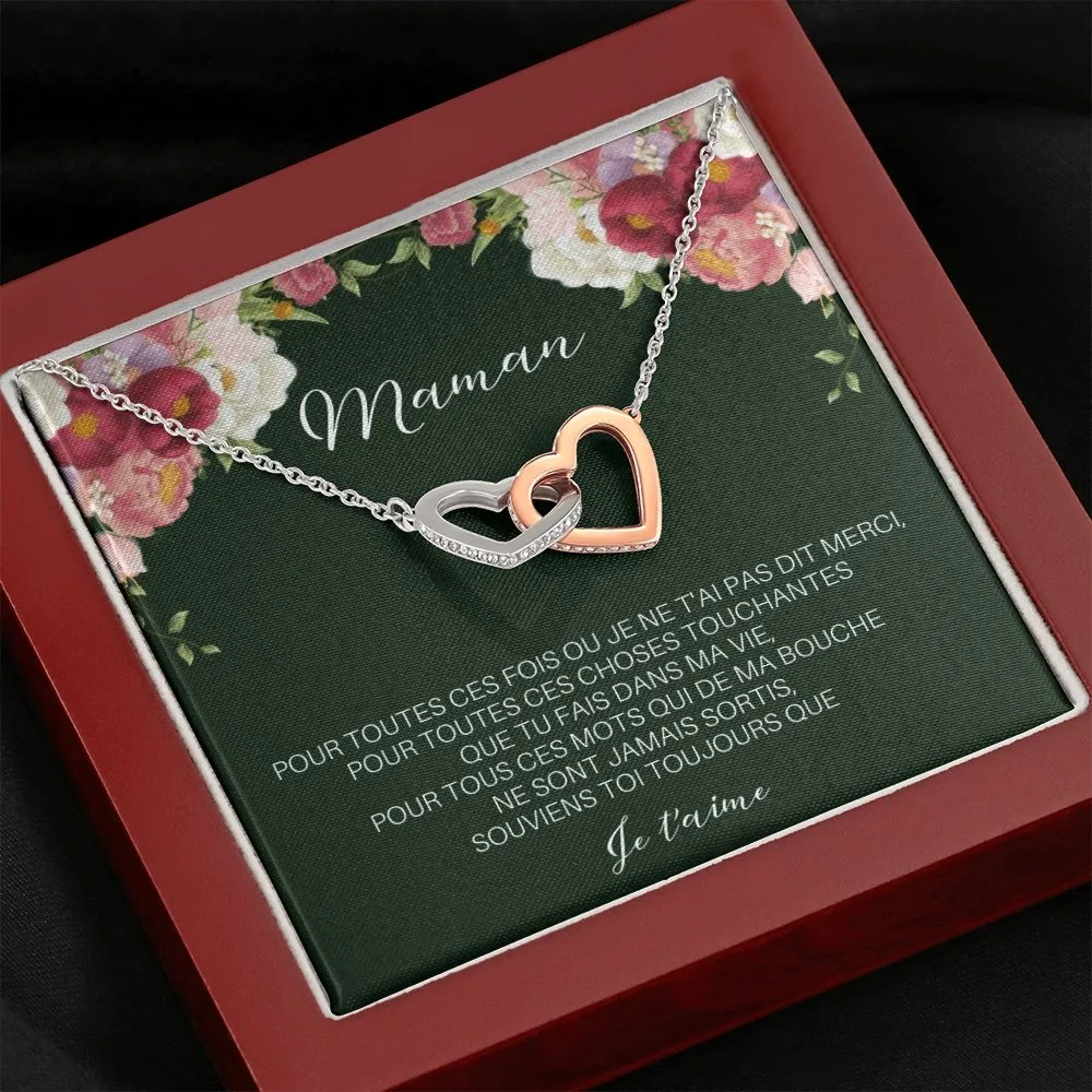ONEMOM • Collier Déclaration Maman Double Cœur
