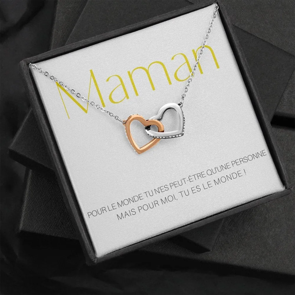 ONEMOM • Collier Déclaration Maman Double Cœur