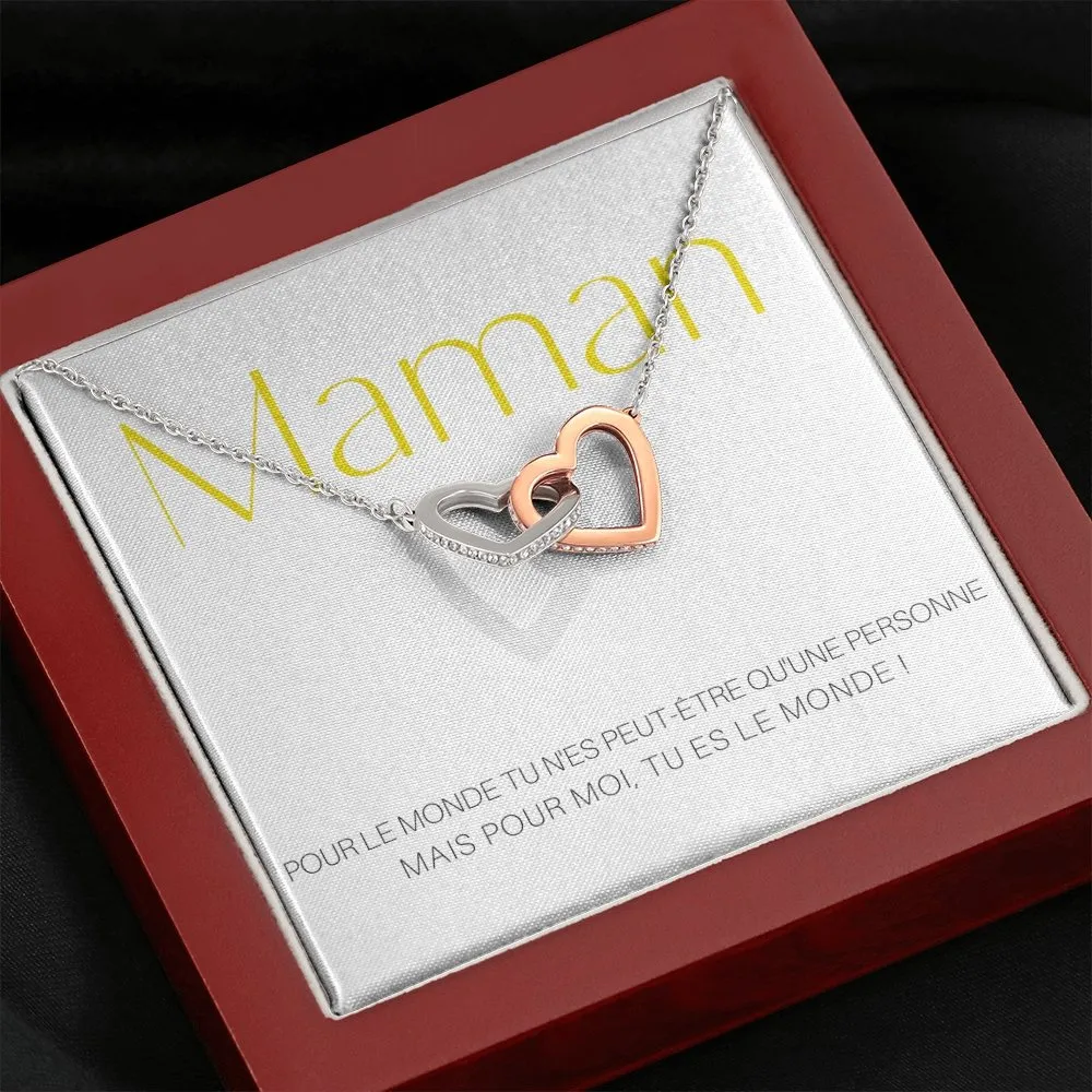 ONEMOM • Collier Déclaration Maman Double Cœur