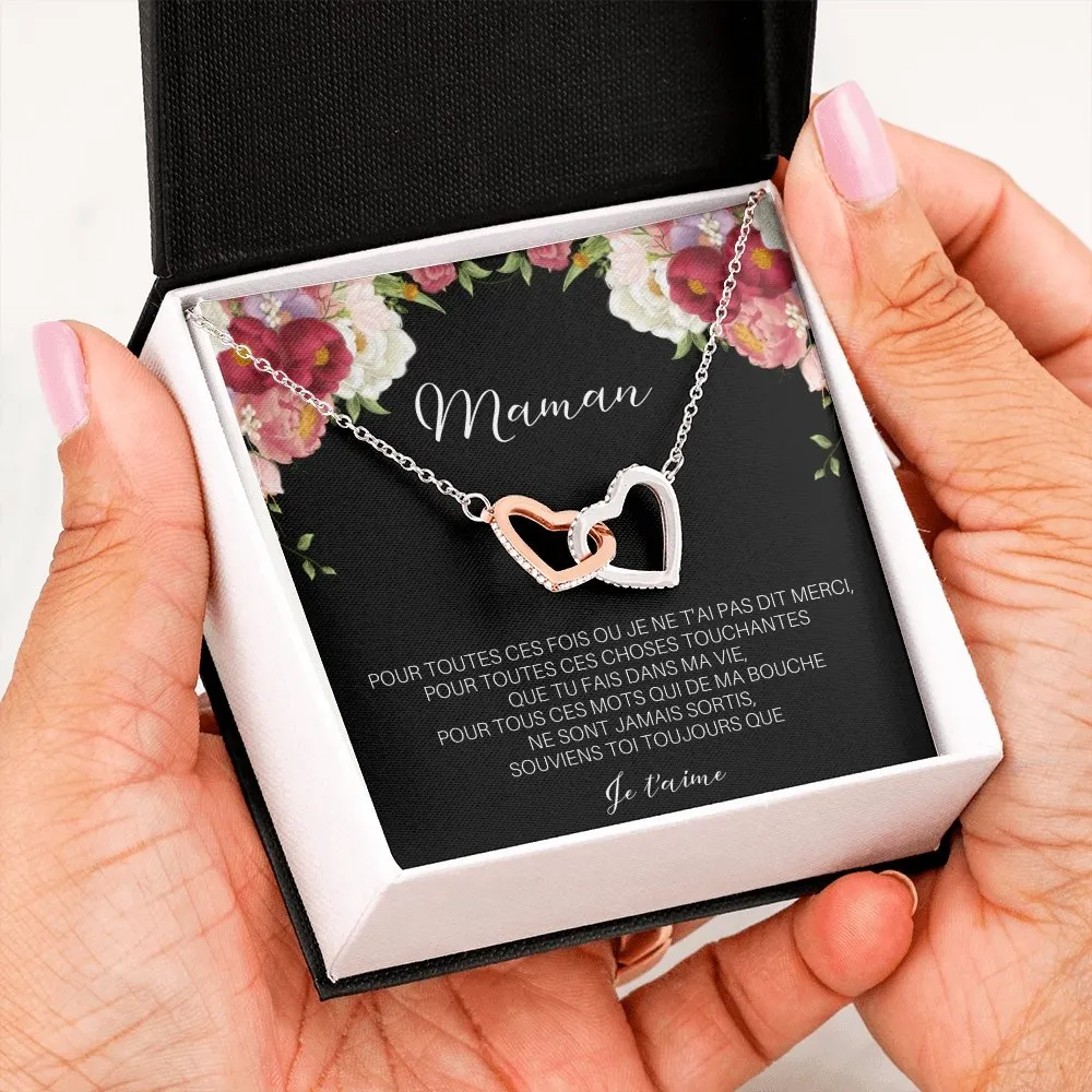 ONEMOM • Collier Déclaration Maman Double Cœur