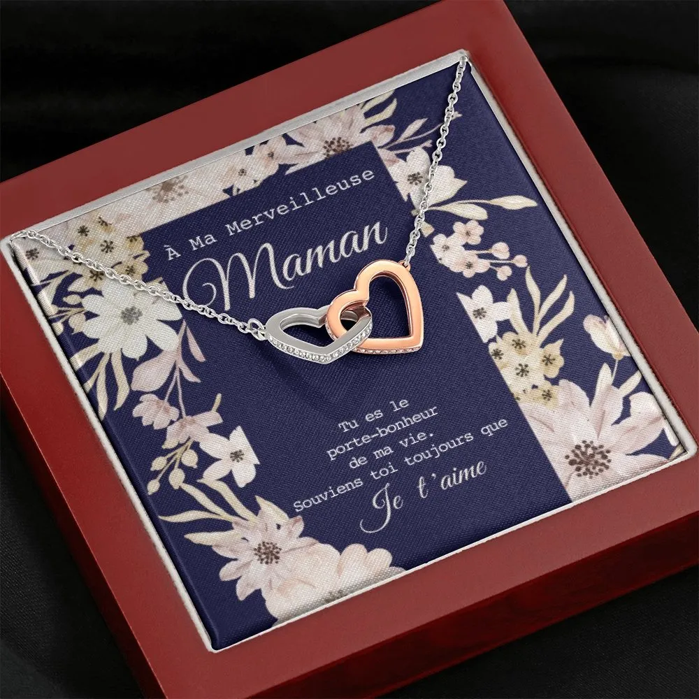 ONEMOM • Collier Déclaration Maman Double Cœur