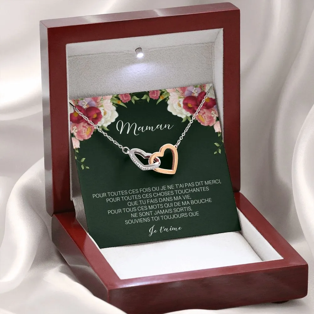 ONEMOM • Collier Déclaration Maman Double Cœur