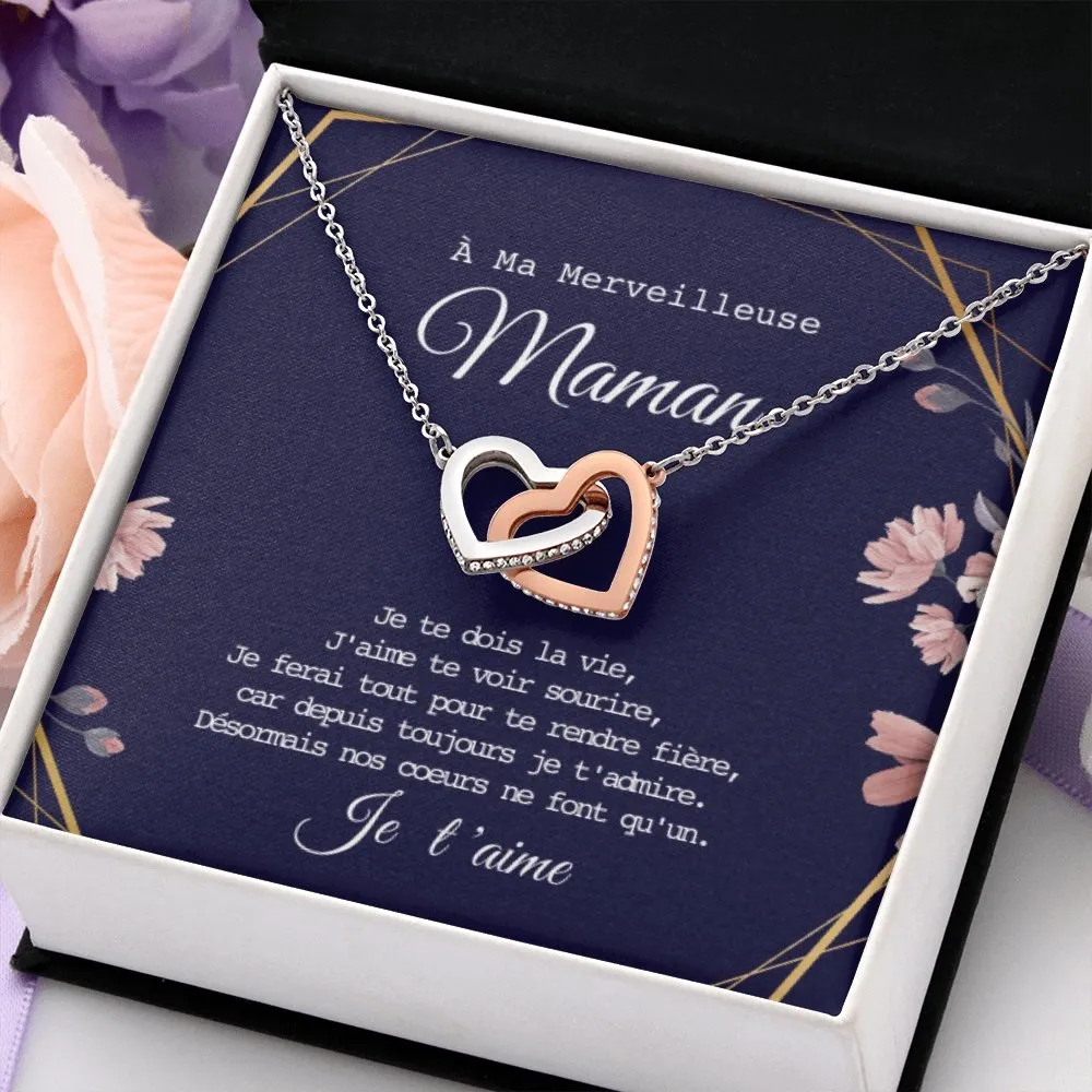 ONEMOM • Collier Déclaration Maman Double Cœur