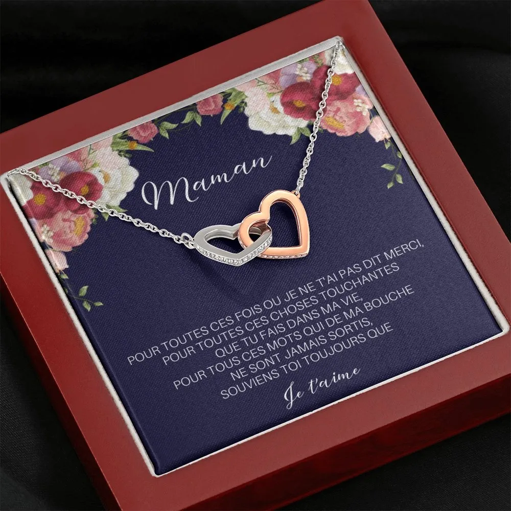 ONEMOM • Collier Déclaration Maman Double Cœur