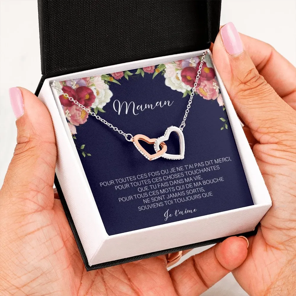 ONEMOM • Collier Déclaration Maman Double Cœur