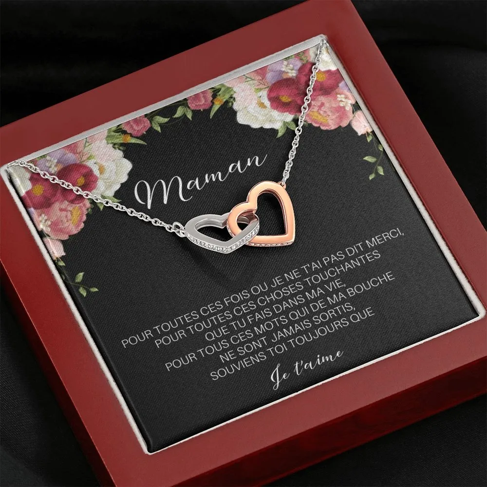 ONEMOM • Collier Déclaration Maman Double Cœur