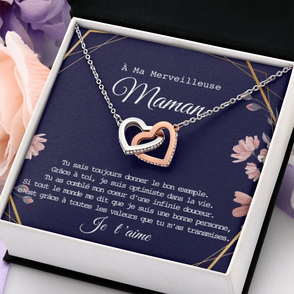 ONEMOM • Collier Déclaration Maman Double Cœur