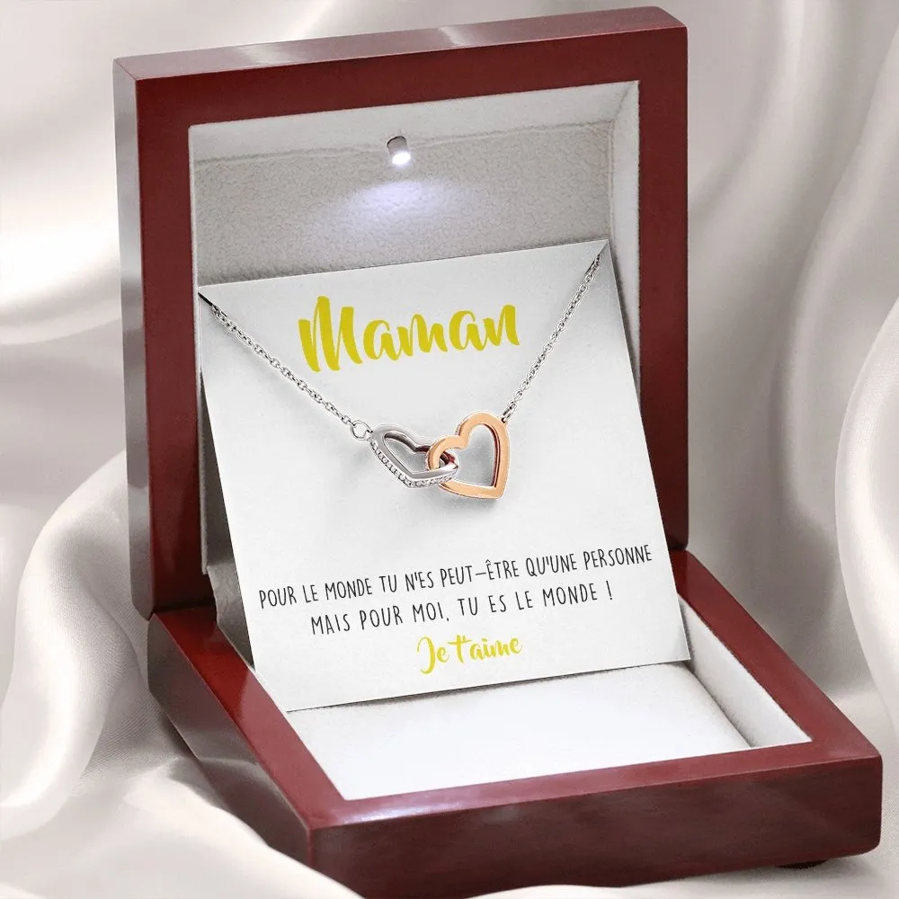 ONEMOM • Collier Déclaration Maman Double Cœur