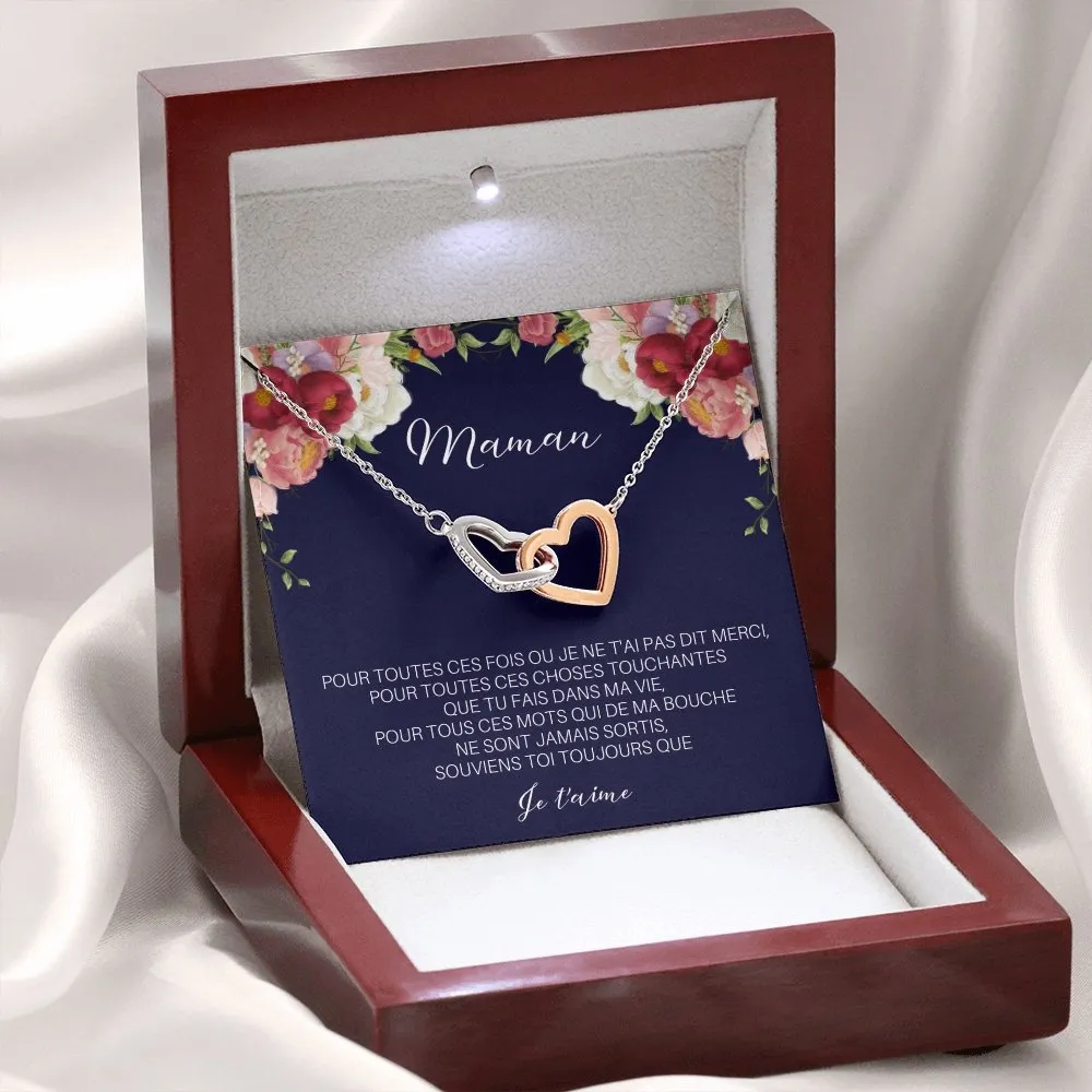 ONEMOM • Collier Déclaration Maman Double Cœur
