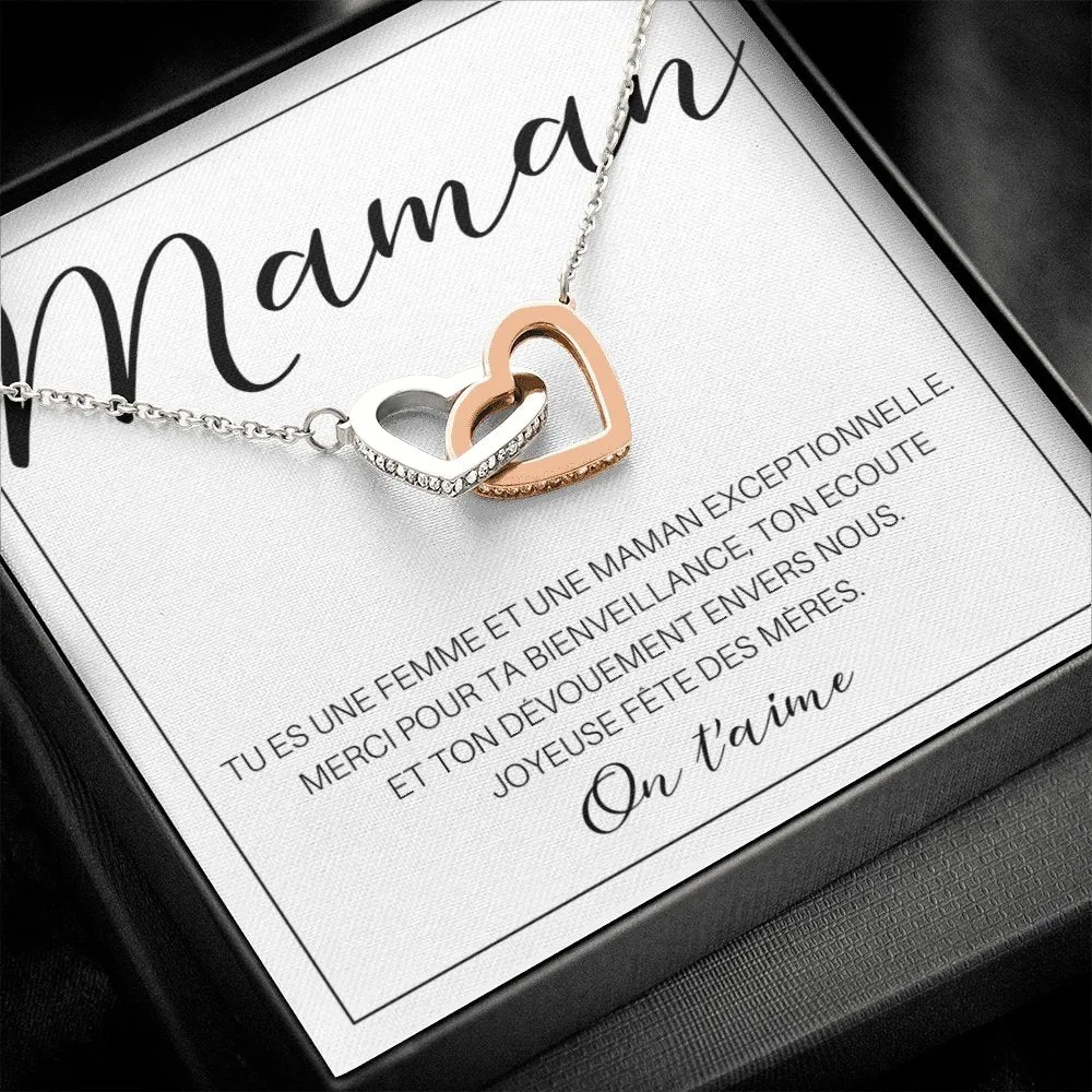 ONEMOM • Collier Déclaration Maman Double Cœur