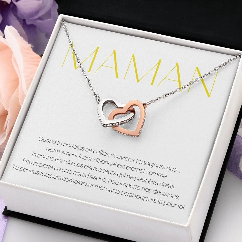 ONEMOM • Collier Déclaration Maman Double Cœur