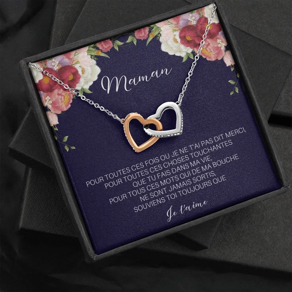 ONEMOM • Collier Déclaration Maman Double Cœur