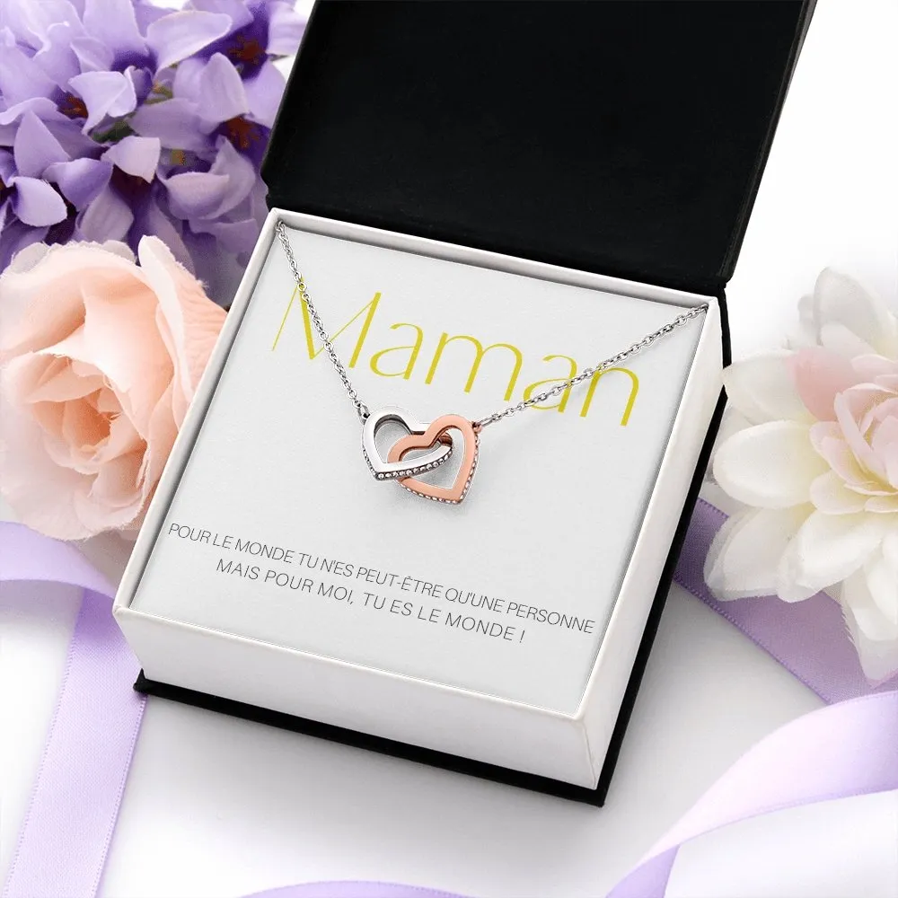 ONEMOM • Collier Déclaration Maman Double Cœur