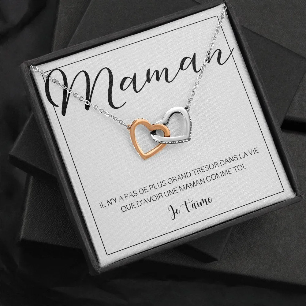 ONEMOM • Collier Déclaration Maman Double Cœur