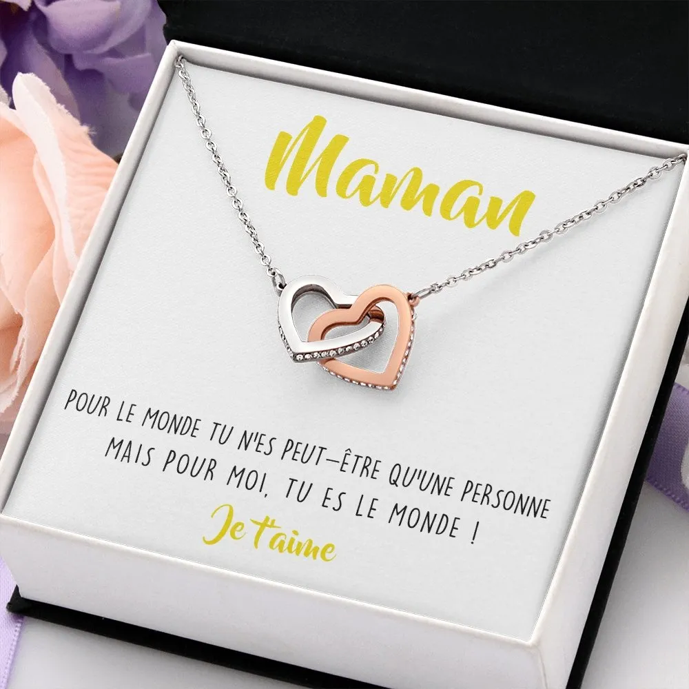 ONEMOM • Collier Déclaration Maman Double Cœur
