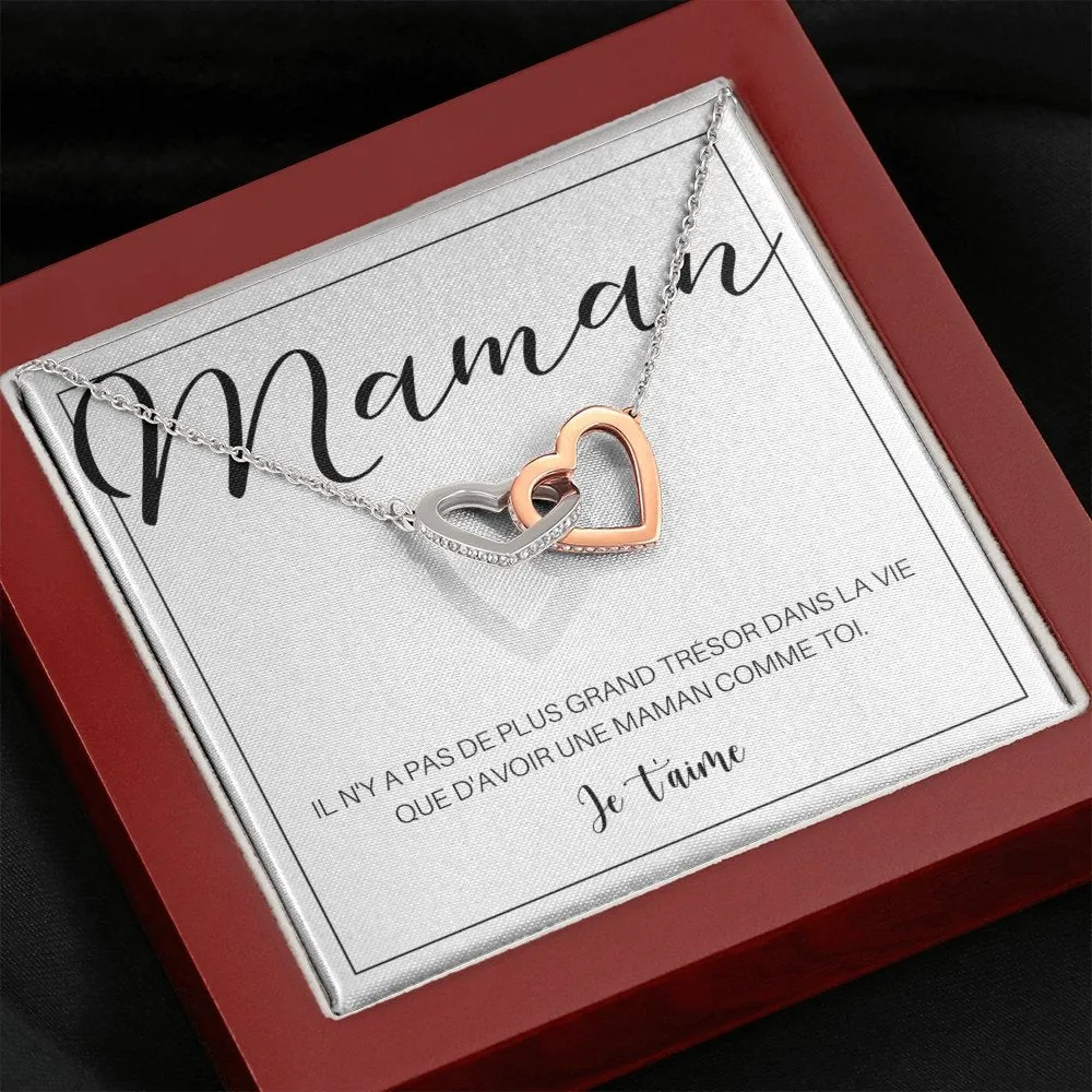 ONEMOM • Collier Déclaration Maman Double Cœur