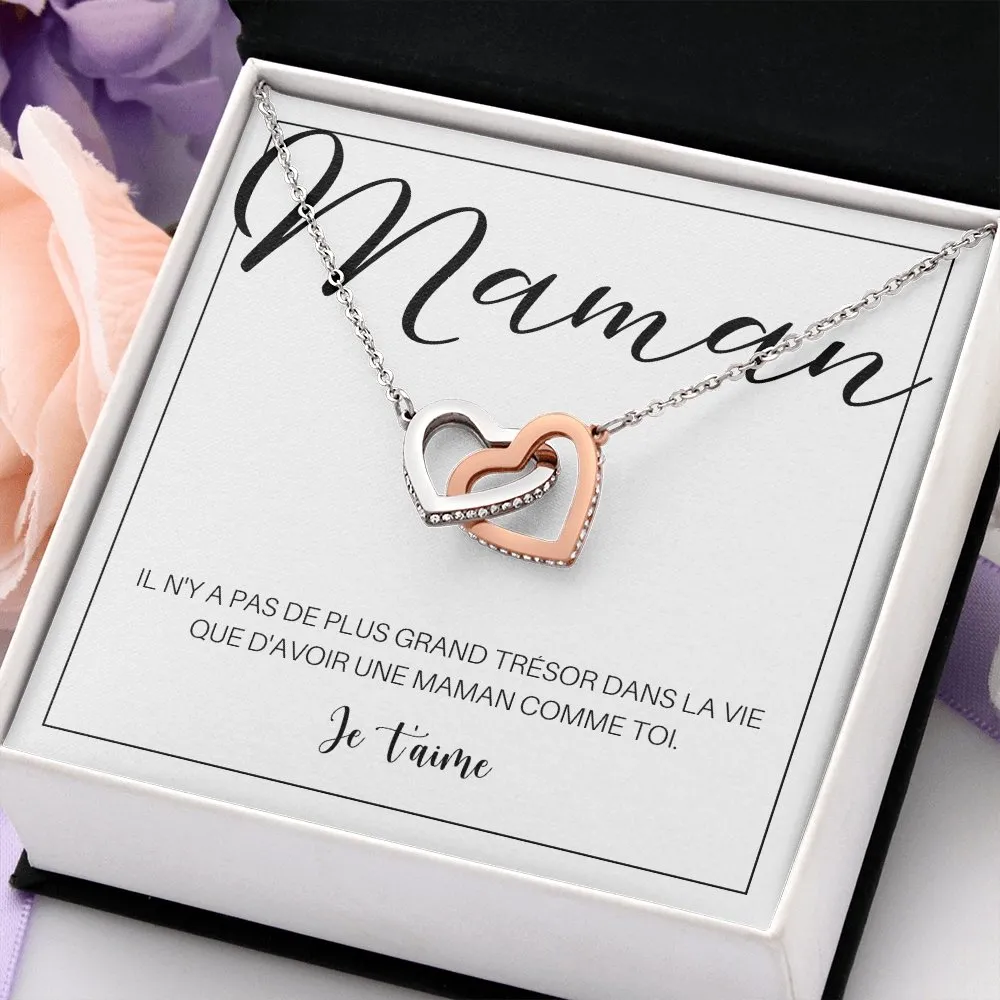 ONEMOM • Collier Déclaration Maman Double Cœur