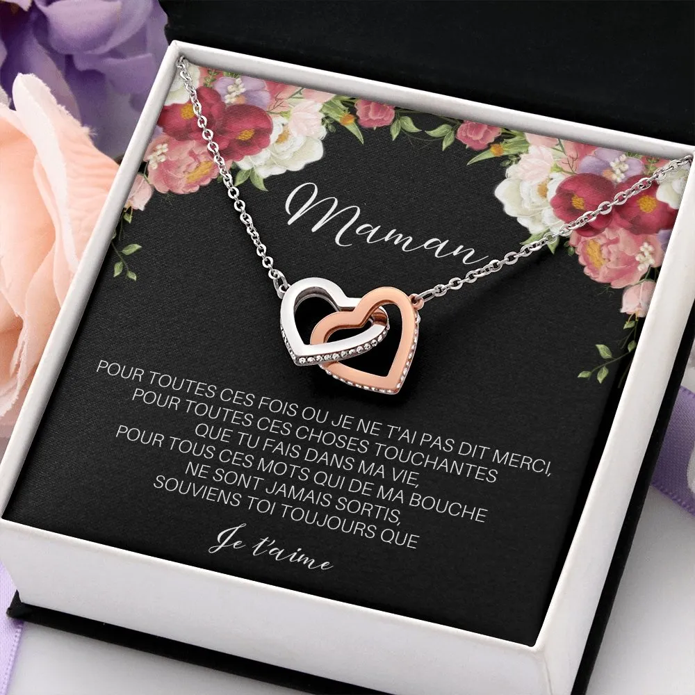 ONEMOM • Collier Déclaration Maman Double Cœur