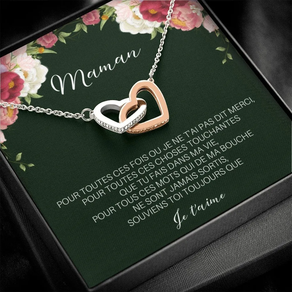 ONEMOM • Collier Déclaration Maman Double Cœur