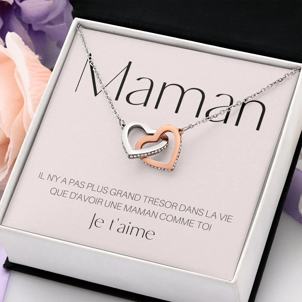 ONEMOM • Collier Déclaration Maman Double Cœur