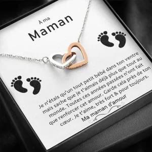 ONEMOM • Collier Déclaration Maman Double Cœur