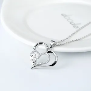 Open Heart Mom's Kiss Pendant Necklace